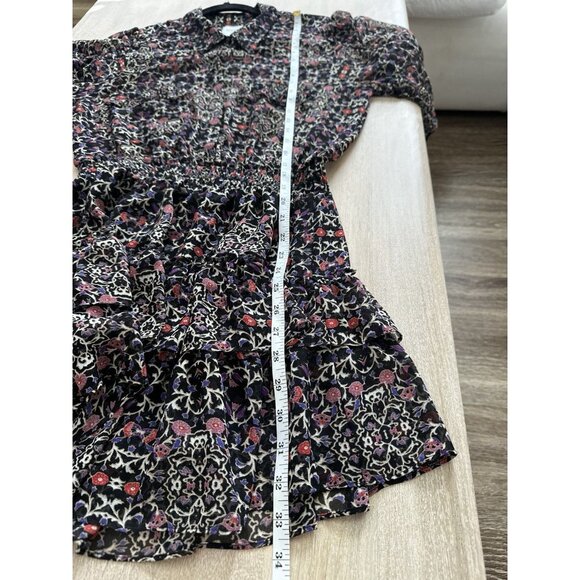 Misa Los Angeles Adora Mini Dress Black Floral Long Sleeve Ruffle Size Medium - Picture 9 of 10